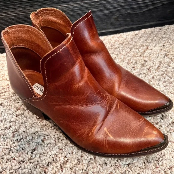 Steve Madden Booties | Cognac Booties | Leather Ankle Boots - Picture 1 of 6